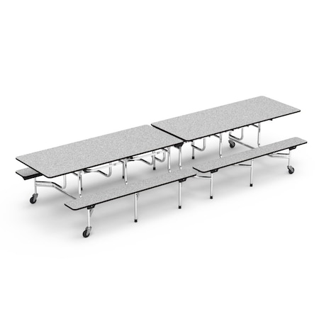 Virco 53.25 in. W, 144 in. L, 29 in. H, Particle Board Top, Grey Nebula Top and Bench / Black Edge MTB172912